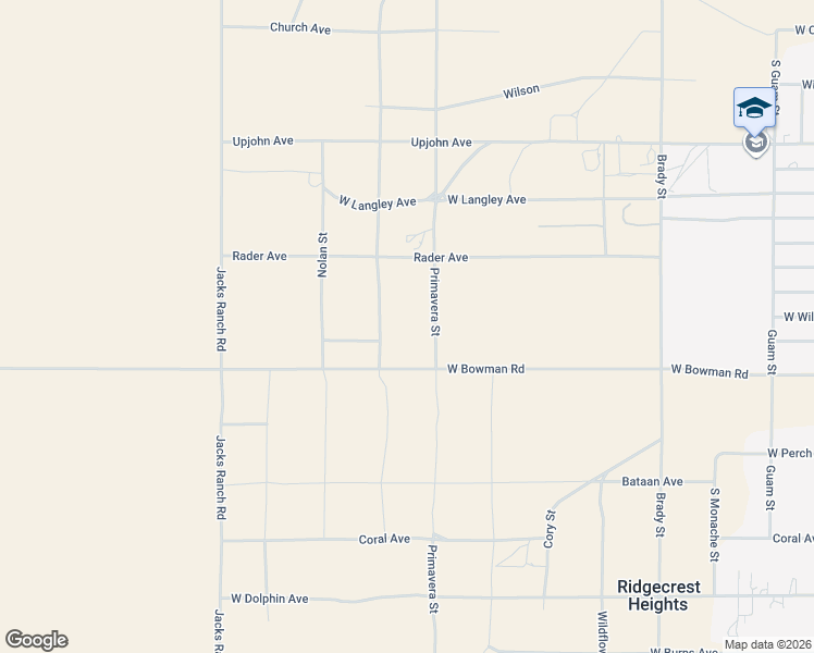 map of restaurants, bars, coffee shops, grocery stores, and more near 712 Phoenix Street in Ridgecrest