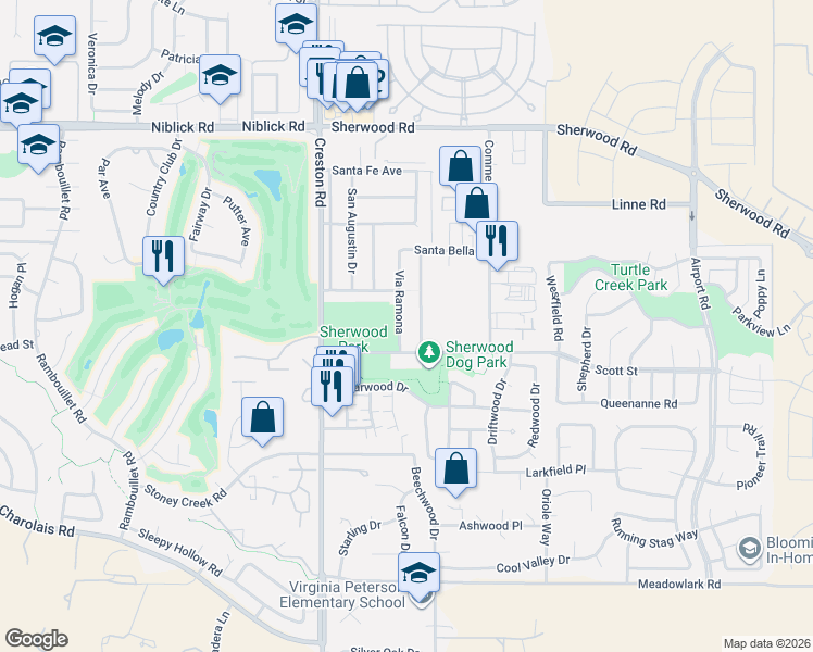 map of restaurants, bars, coffee shops, grocery stores, and more near 358 Via Ramona in Paso Robles