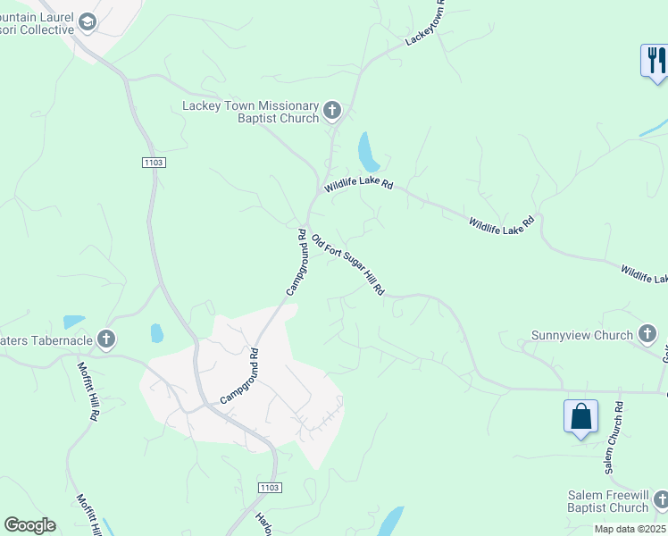 map of restaurants, bars, coffee shops, grocery stores, and more near 15 Ken Tom Road in Old Fort