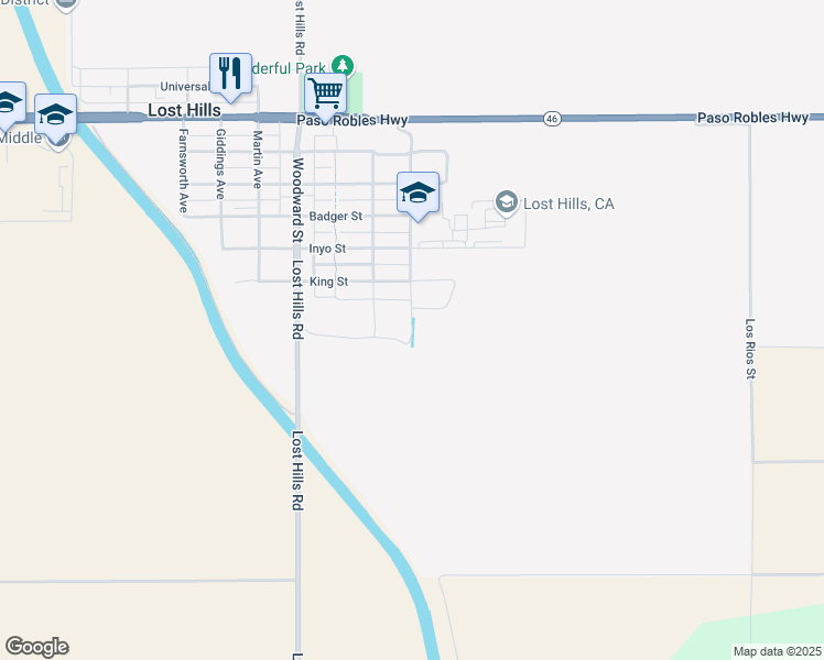 map of restaurants, bars, coffee shops, grocery stores, and more near 14895 Lamberson Avenue in McKittrick