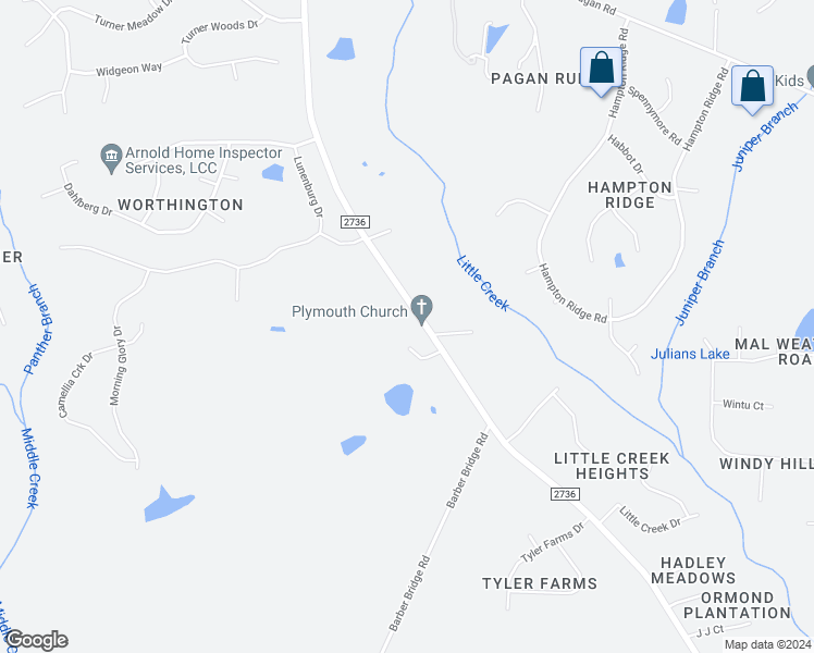 map of restaurants, bars, coffee shops, grocery stores, and more near 6100 Rock Service Station Road in Raleigh