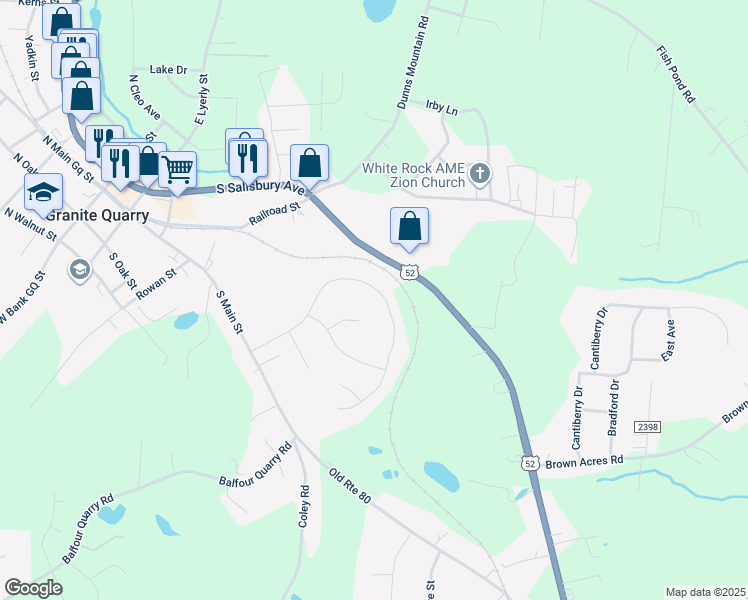 map of restaurants, bars, coffee shops, grocery stores, and more near 1234 Stonewyck Drive in Salisbury