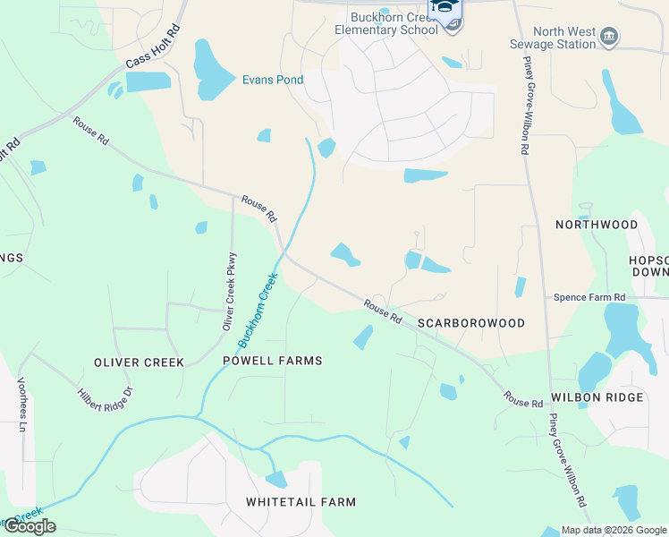 map of restaurants, bars, coffee shops, grocery stores, and more near 7121 Rouse Road in Holly Springs