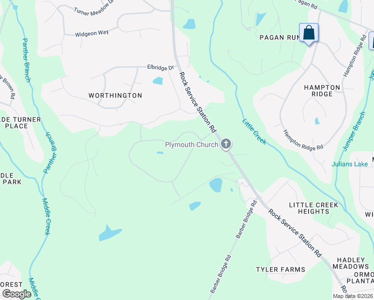 map of restaurants, bars, coffee shops, grocery stores, and more near 5910-6100 Rock Service Station Road in Raleigh