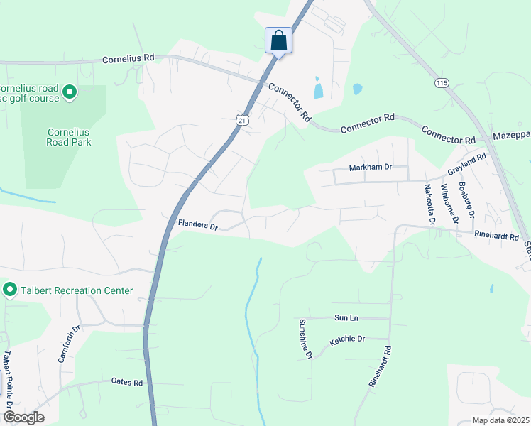 map of restaurants, bars, coffee shops, grocery stores, and more near 189 Flanders Drive in Mooresville