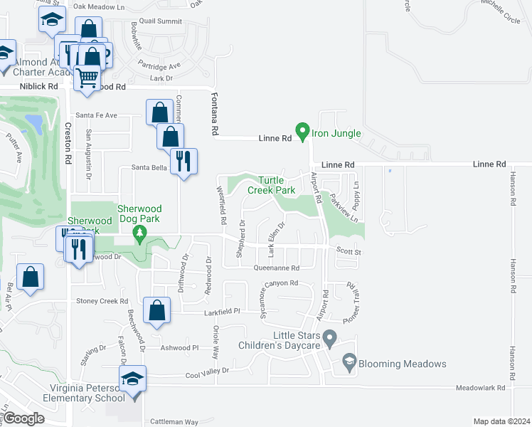 map of restaurants, bars, coffee shops, grocery stores, and more near 1705 Kings Drive in Paso Robles