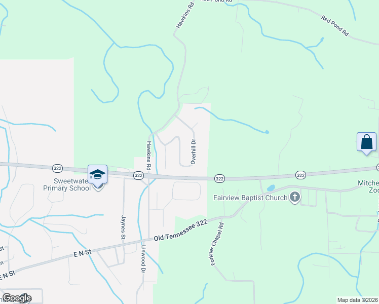 map of restaurants, bars, coffee shops, grocery stores, and more near 225 Overhill Drive in Sweetwater