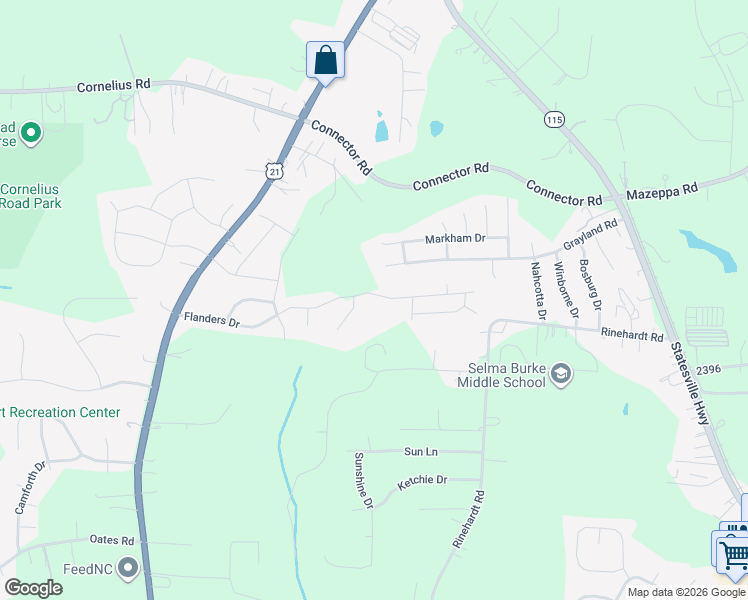 map of restaurants, bars, coffee shops, grocery stores, and more near 232 Flanders Drive in Mooresville