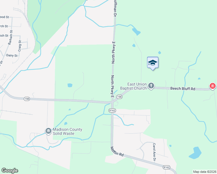 map of restaurants, bars, coffee shops, grocery stores, and more near 3291 North Parkway East in Jackson