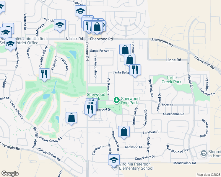map of restaurants, bars, coffee shops, grocery stores, and more near 328 Via Ramona in Paso Robles