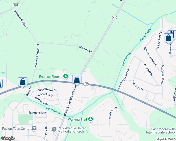 map of restaurants, bars, coffee shops, grocery stores, and more near 948 Mount Ulla Highway in Mooresville