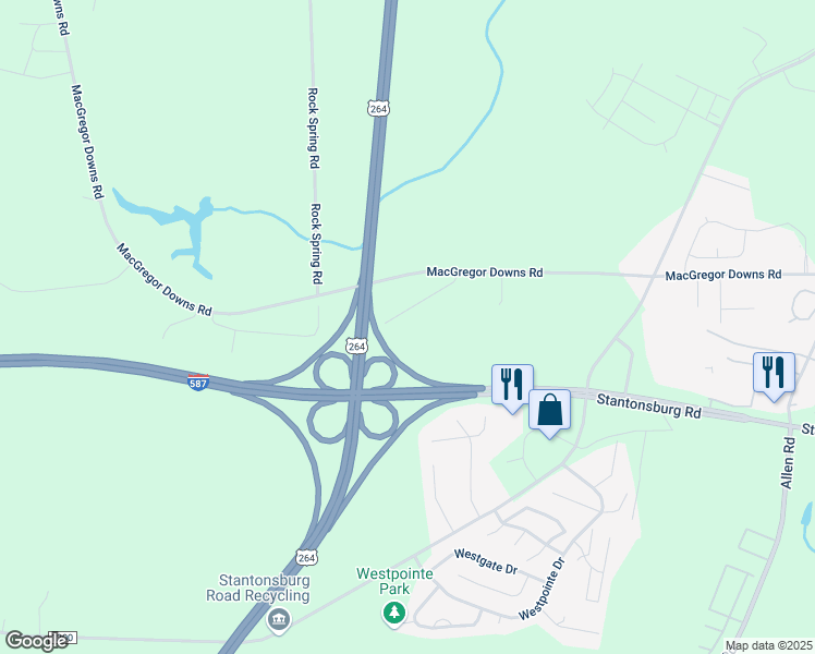 map of restaurants, bars, coffee shops, grocery stores, and more near 3417 Bertha Ln in Greenville
