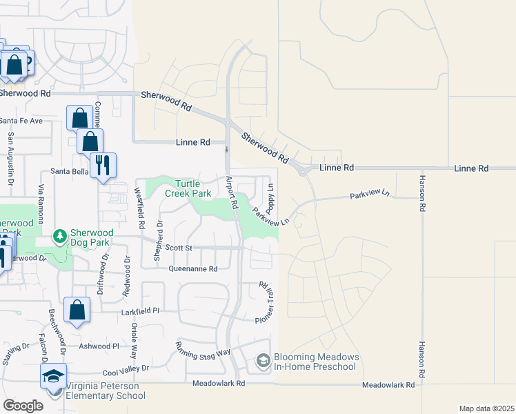 map of restaurants, bars, coffee shops, grocery stores, and more near 1615 Poppy Lane in Paso Robles