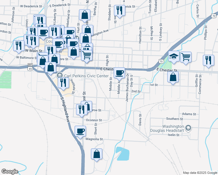 map of restaurants, bars, coffee shops, grocery stores, and more near in Jackson