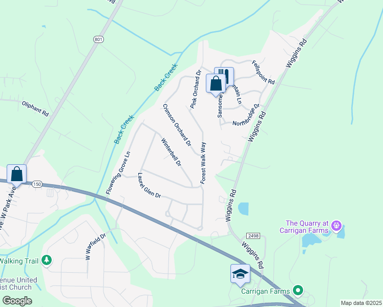 map of restaurants, bars, coffee shops, grocery stores, and more near 113 Crimson Orchard Drive in Mooresville