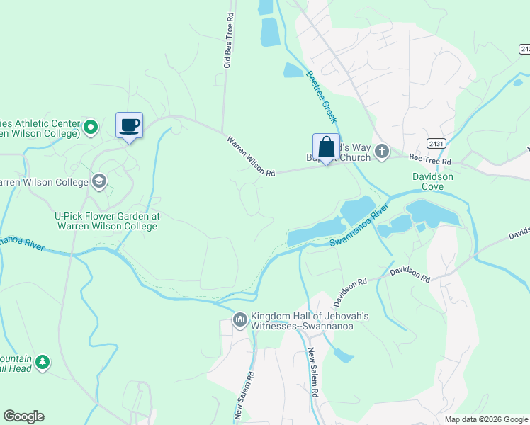 map of restaurants, bars, coffee shops, grocery stores, and more near 95 Outlook Circle in Swannanoa