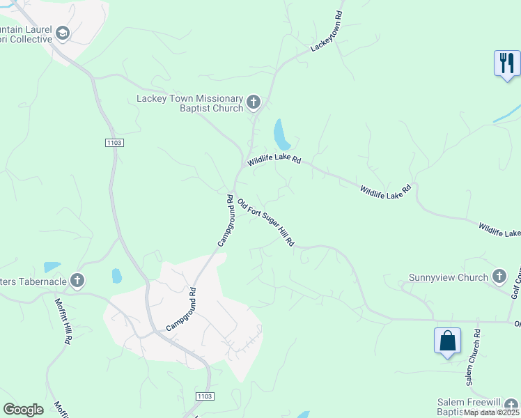 map of restaurants, bars, coffee shops, grocery stores, and more near 15 Ken Tom Road in Old Fort