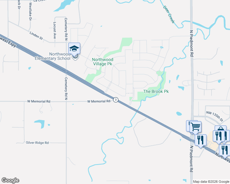 map of restaurants, bars, coffee shops, grocery stores, and more near 12701 Northwest 137th Street in Yukon