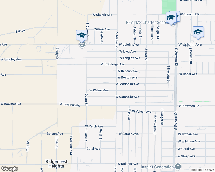 map of restaurants, bars, coffee shops, grocery stores, and more near 1141 South McCall Street in Ridgecrest