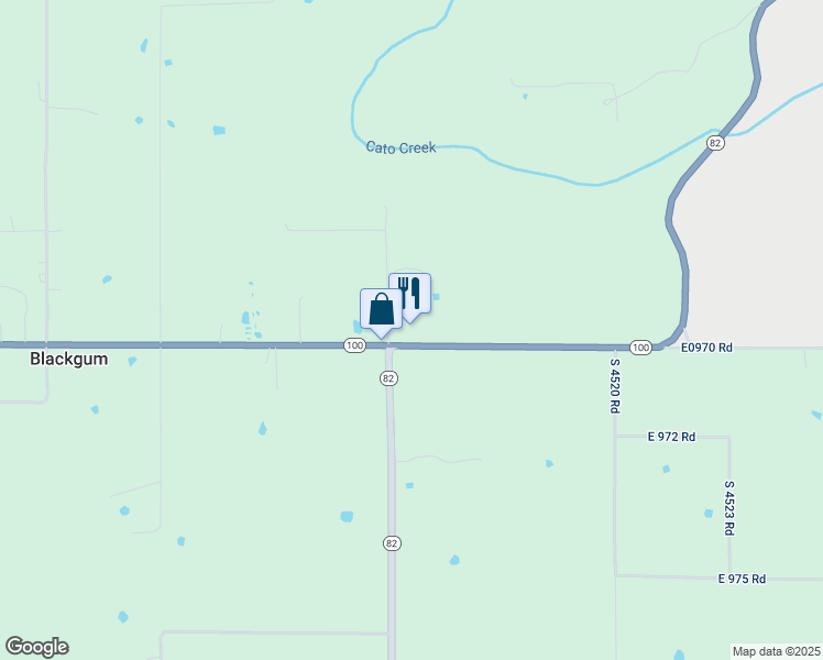 map of restaurants, bars, coffee shops, grocery stores, and more near 451519 Oklahoma 100 in Vian