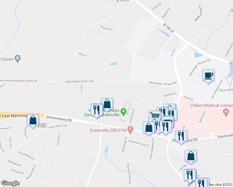 map of restaurants, bars, coffee shops, grocery stores, and more near 909 Allen Road in Greenville