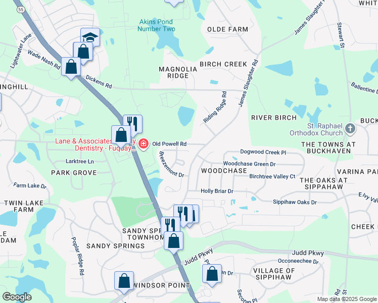 map of restaurants, bars, coffee shops, grocery stores, and more near 1935 Kylemayne Court in Fuquay Varina