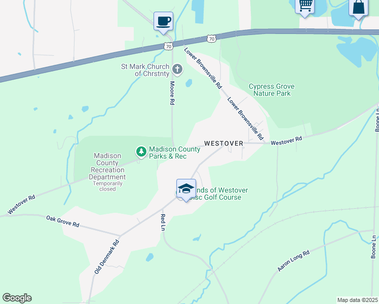 map of restaurants, bars, coffee shops, grocery stores, and more near 1474 Westover Road in Jackson
