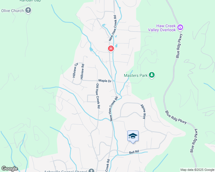 map of restaurants, bars, coffee shops, grocery stores, and more near 1 Jaks Ridge Drive in Asheville