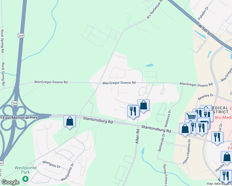 map of restaurants, bars, coffee shops, grocery stores, and more near 1500 Joel Drive in Greenville