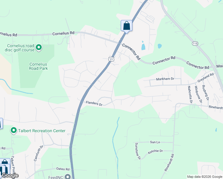map of restaurants, bars, coffee shops, grocery stores, and more near 133 Zolder Lane in Mooresville