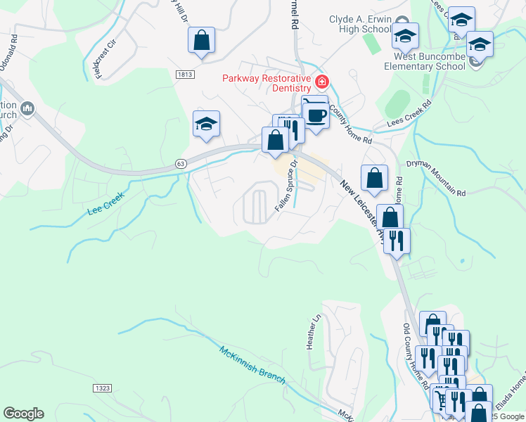 map of restaurants, bars, coffee shops, grocery stores, and more near 18 Rotunda Circle in Asheville
