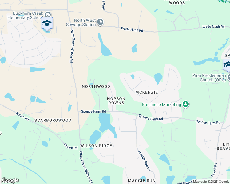 map of restaurants, bars, coffee shops, grocery stores, and more near 1413 Hopson Downs Court in Holly Springs