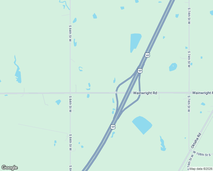 map of restaurants, bars, coffee shops, grocery stores, and more near 8100 West 103rd Street South in Oktaha