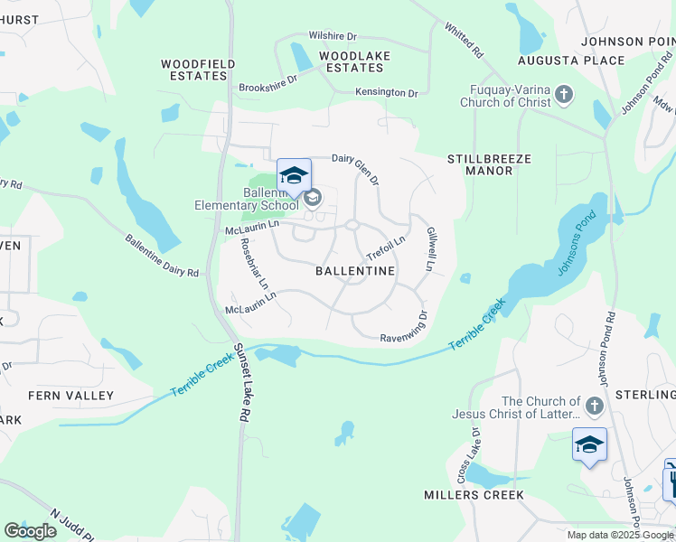 map of restaurants, bars, coffee shops, grocery stores, and more near 1685 Maizefield Lane in Fuquay Varina