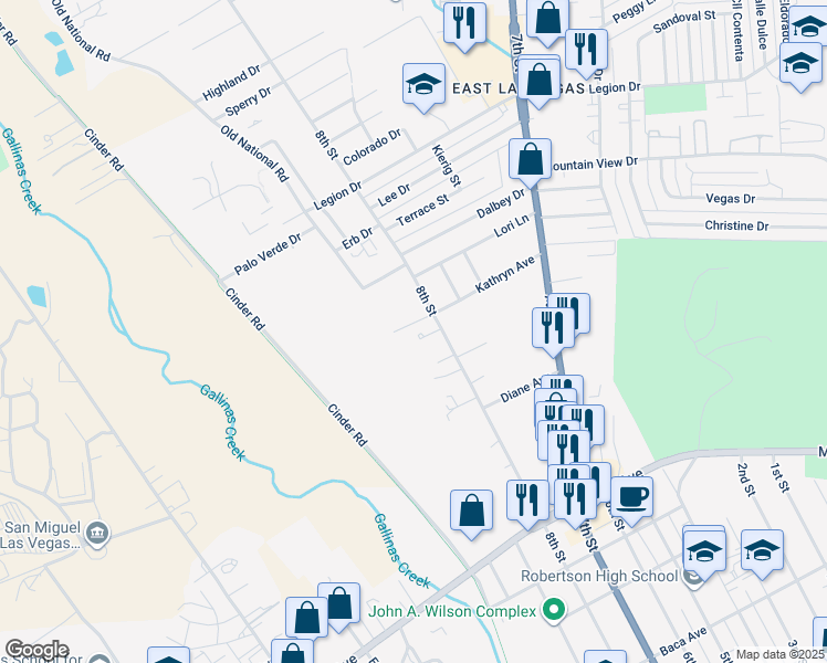 map of restaurants, bars, coffee shops, grocery stores, and more near 2023 8th Street in Las Vegas