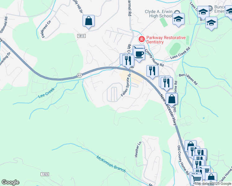 map of restaurants, bars, coffee shops, grocery stores, and more near 48 Rotunda Circle in Asheville
