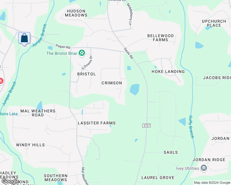 map of restaurants, bars, coffee shops, grocery stores, and more near 1005 Catsby Circle in Raleigh