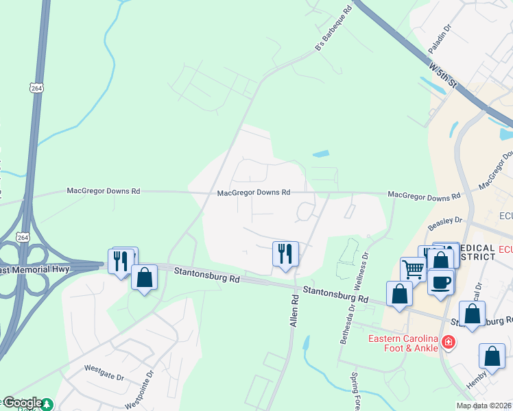 map of restaurants, bars, coffee shops, grocery stores, and more near 1400 Joel Drive in Greenville