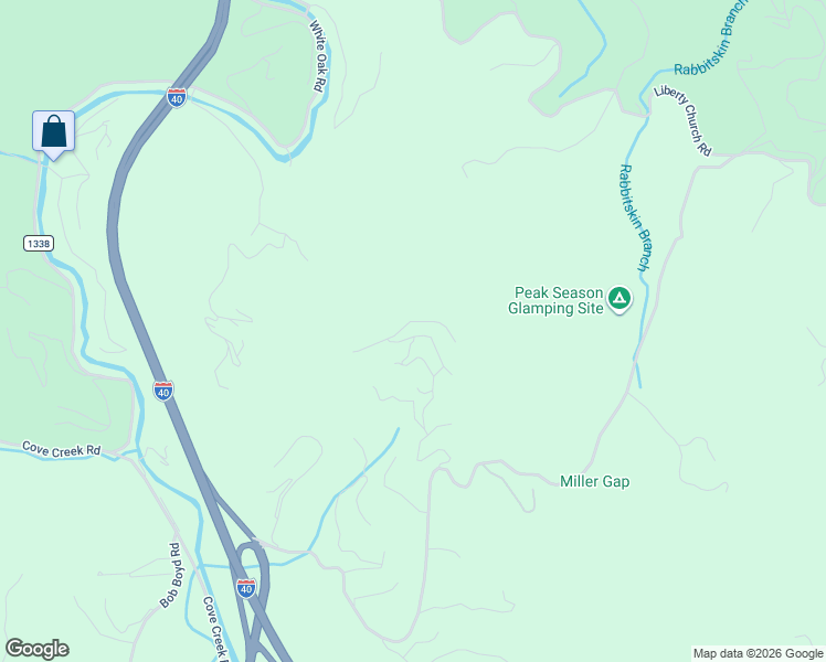 map of restaurants, bars, coffee shops, grocery stores, and more near 55 Baby Bunny Way in Waynesville