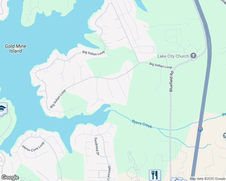 map of restaurants, bars, coffee shops, grocery stores, and more near 127 Cedar Woods Drive in Mooresville