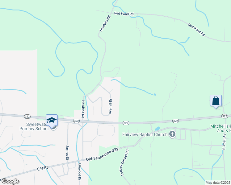 map of restaurants, bars, coffee shops, grocery stores, and more near 312 Overhill Drive in Sweetwater