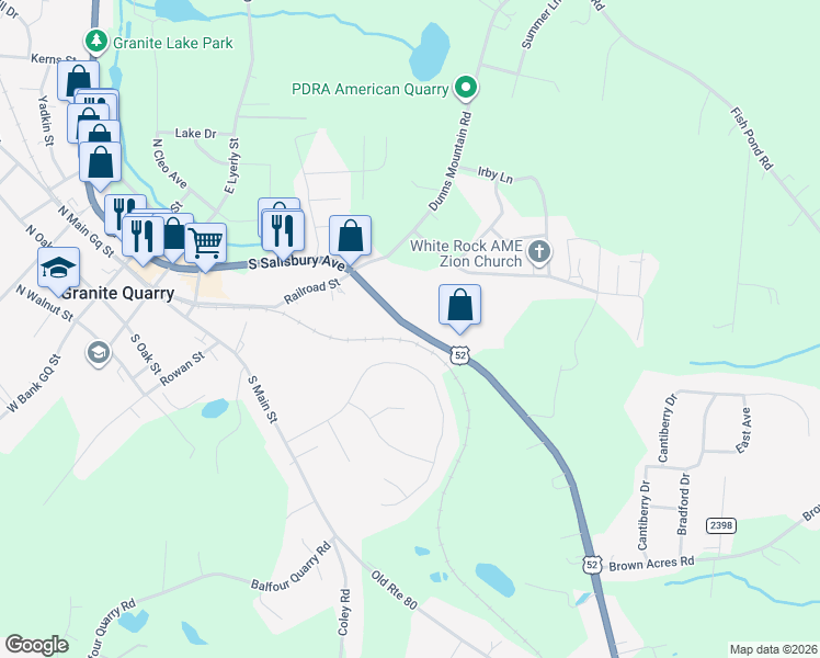 map of restaurants, bars, coffee shops, grocery stores, and more near 710 South Salisbury Gq Avenue in Salisbury