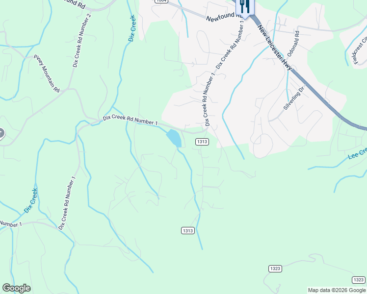 map of restaurants, bars, coffee shops, grocery stores, and more near 21 State Road 1313 in Leicester