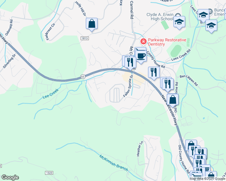 map of restaurants, bars, coffee shops, grocery stores, and more near 85 Rotunda Circle in Asheville