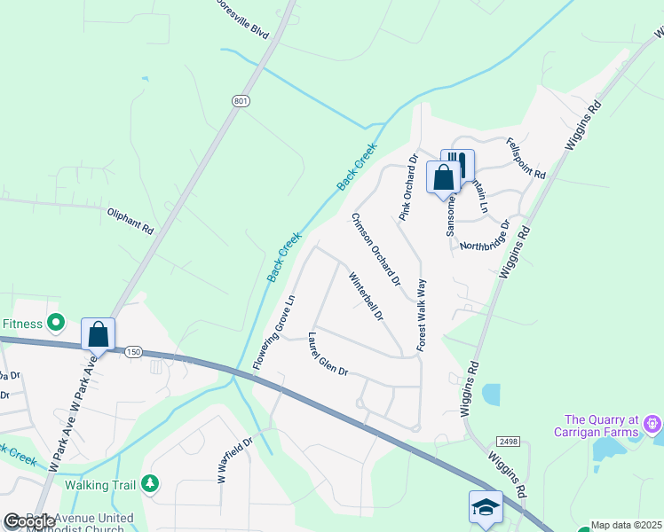 map of restaurants, bars, coffee shops, grocery stores, and more near 239 Laurel Glen Drive in Mooresville