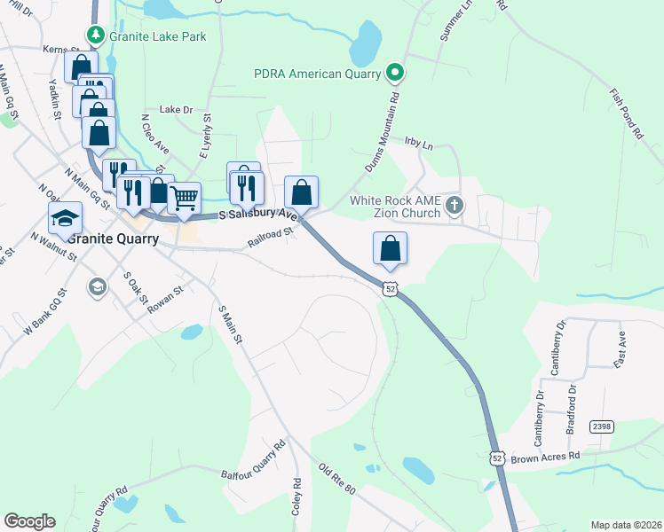 map of restaurants, bars, coffee shops, grocery stores, and more near 710 South Salisbury Gq Avenue in Salisbury