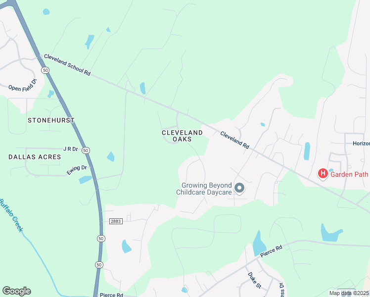 map of restaurants, bars, coffee shops, grocery stores, and more near 128 Belve Drive in Garner