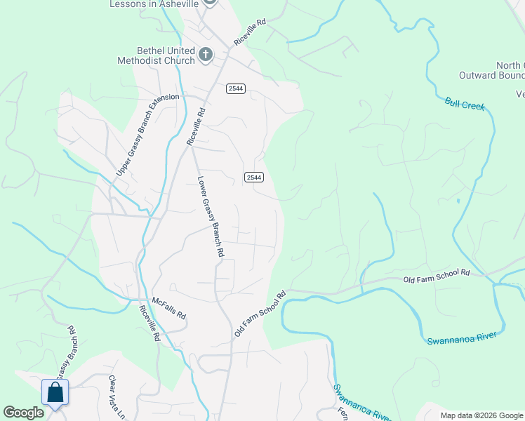 map of restaurants, bars, coffee shops, grocery stores, and more near 83 Wolf Road in Asheville