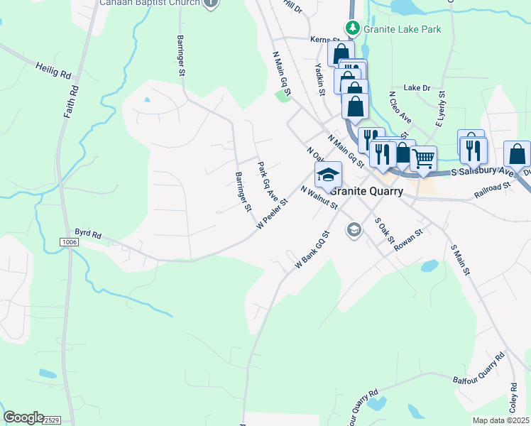 map of restaurants, bars, coffee shops, grocery stores, and more near 416 West Peeler Street in Salisbury