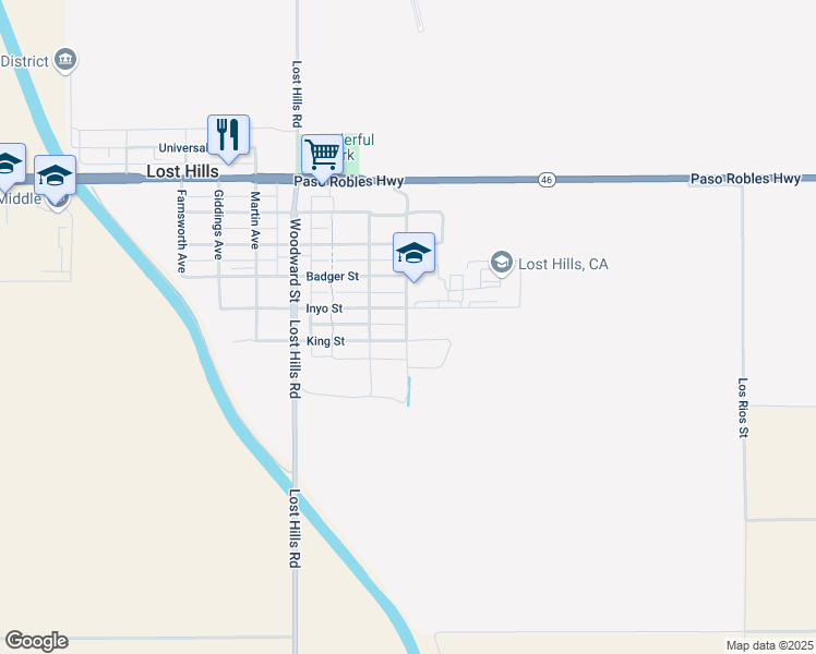 map of restaurants, bars, coffee shops, grocery stores, and more near 14867 Lamberson Avenue in McKittrick